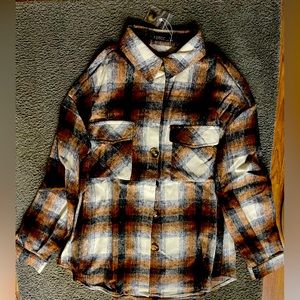 Men’s Long Sleeve Flannel Shirt. By F.DTCC. Size S. Brown/Black/Tan Plaid.